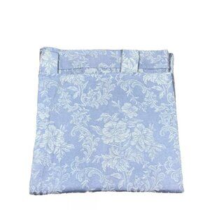 1 Vintage Burlington Curtain Tab Top Panel 80 Long Light Blue White Embroidered
